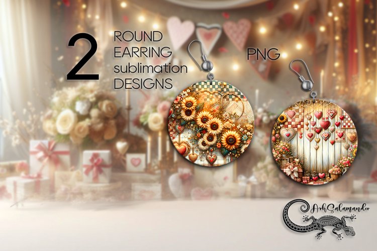 Romantic Sunflowers | Round earring Sublimation design PL2