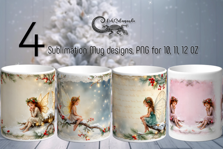 Vintage Christmas | 4 Retro Sublimation Mug designs p2