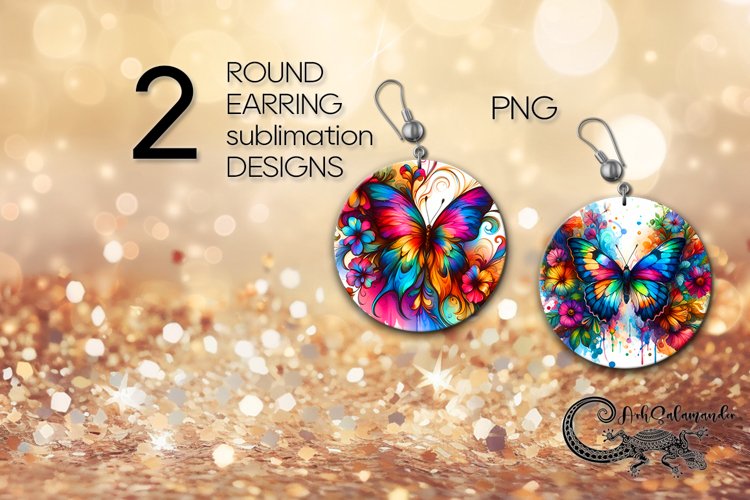 Bright Butterfly | Round earring Sublimation design PLUS2