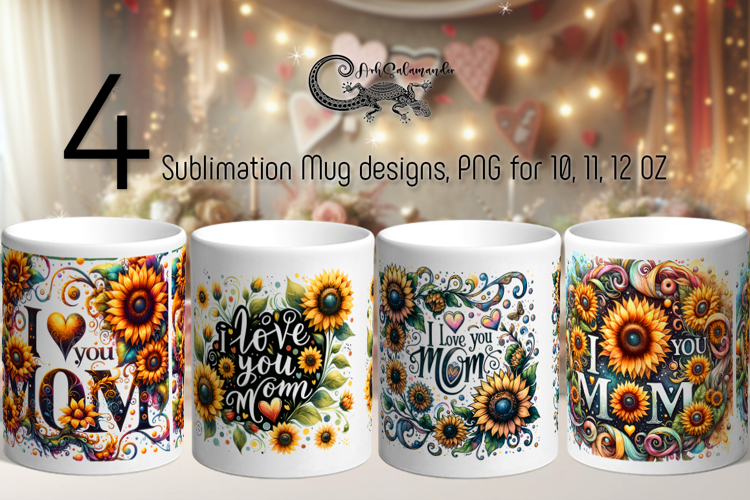 Moms design | 4 Mothers day flowers mug sublimation PL2