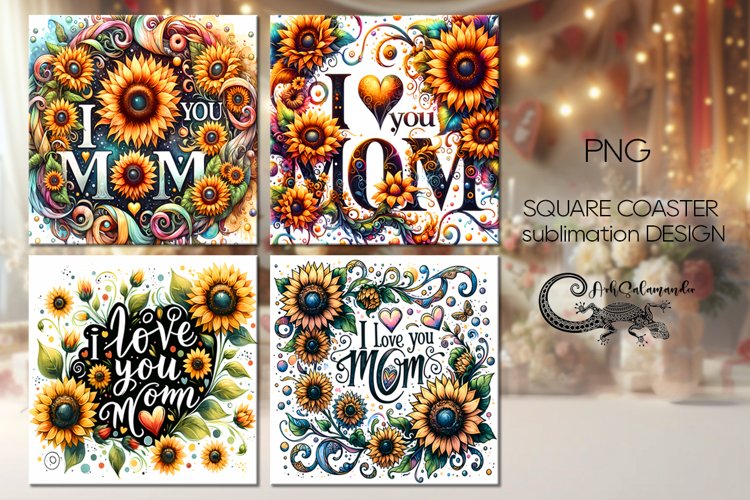 Moms design | 4 Mothers day square coaster sublimation P2