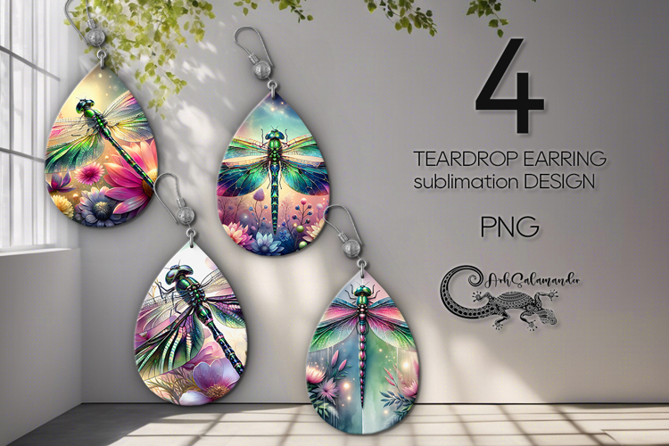 Magic Dragonfly | 4 Sublimation Teardrop earrings designs P2