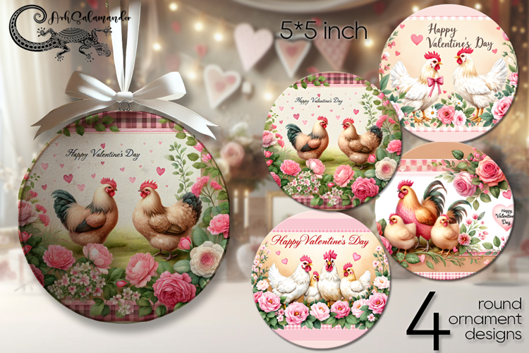Valentine farmhouse | round ornaments sublimation design P2