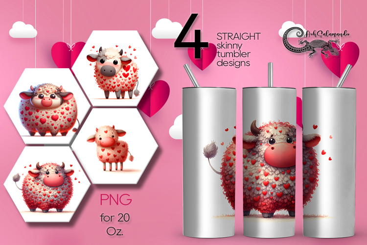 Valentine cow | 4 love Skinny tumbler designs