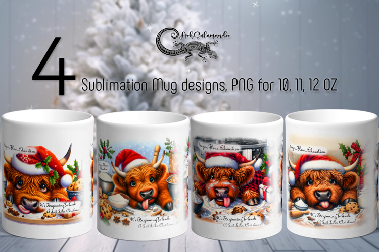 Christmas baking | 4 funny Sublimation Mug designs PL2