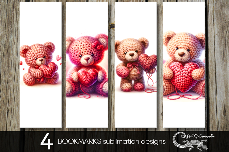 Valentine teddy bear | love bookmarks sublimation design P2