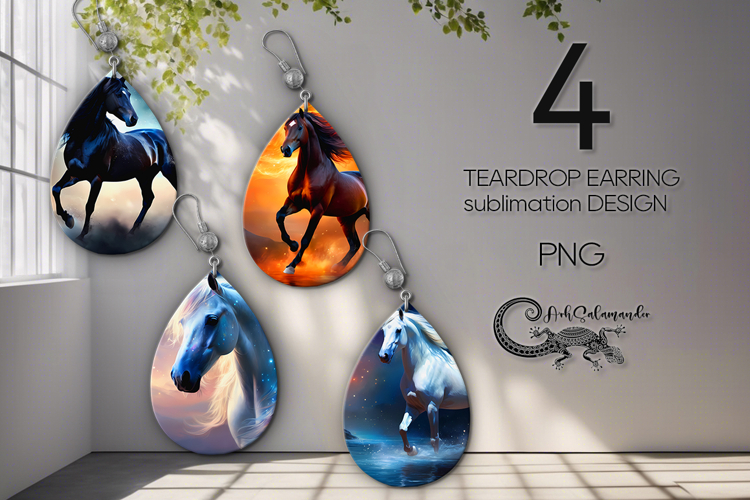 Horse | teardrop earring sublimation design PL2