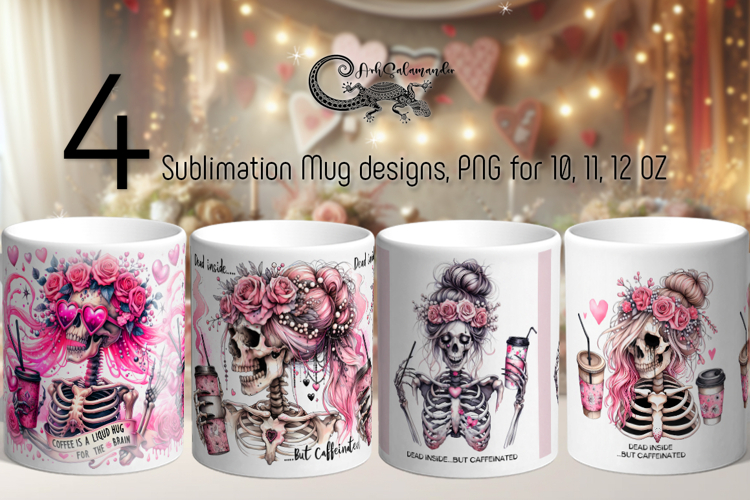 Skulls and coffee | Halloween Sublimation Mug design PL2
