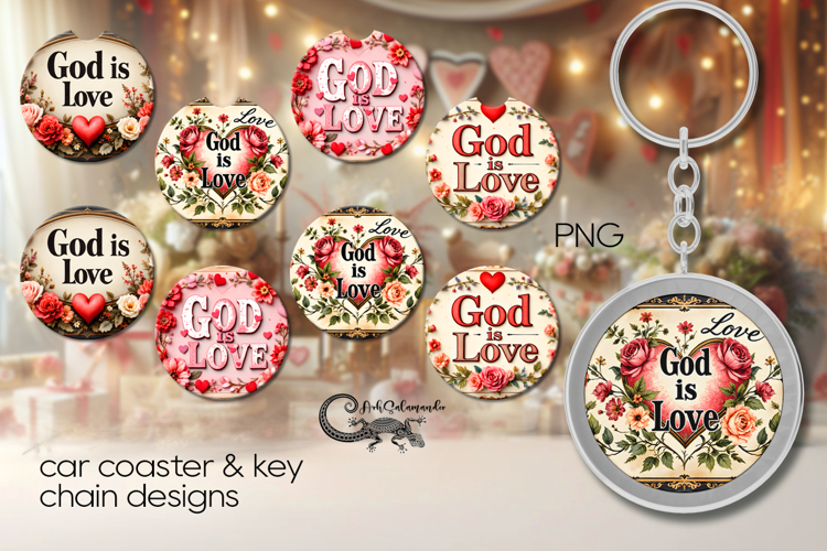 Motivating inscription | 4 Car coaster & 4 key chain P2