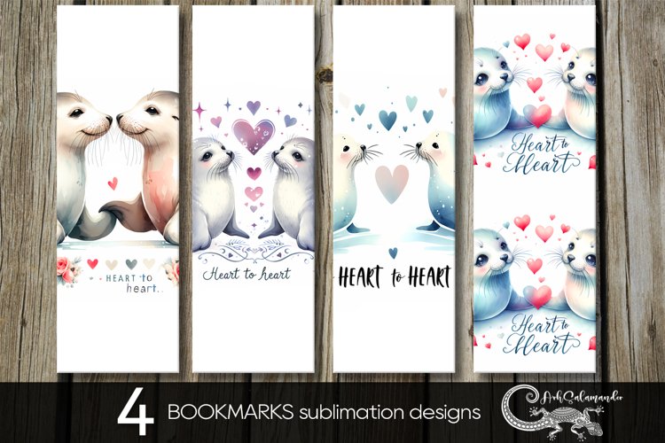 Valentine seal | 4 love bookmarks sublimation designs