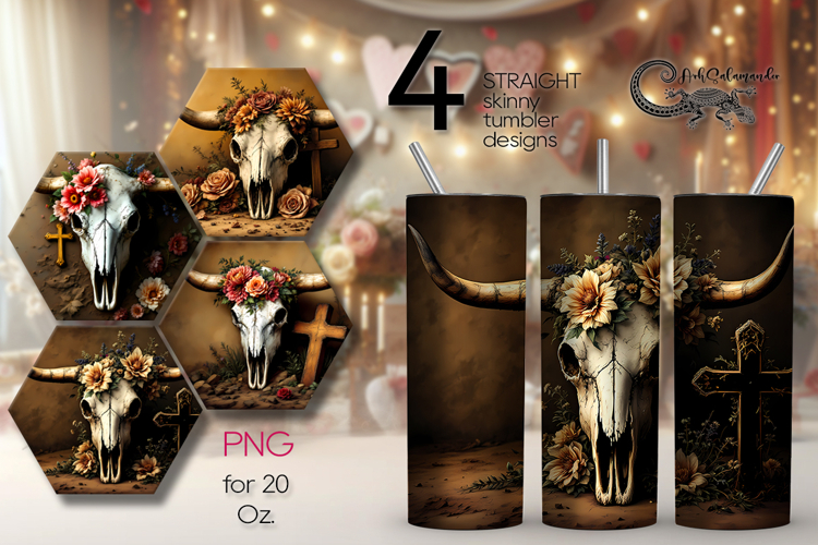 Halloween cow | 4 Skinny tumbler sublimation designs P2