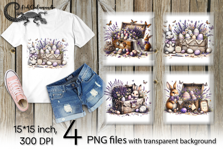 Easter rabbit | 4 spring PNG Sublimation designs P2