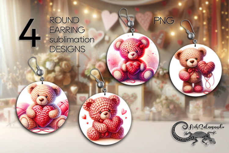 Valentine teddy bear | 4 love Round Earring designs P