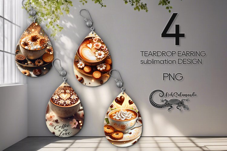 Coffee is my love | Teardrop earring Sublimation design P2