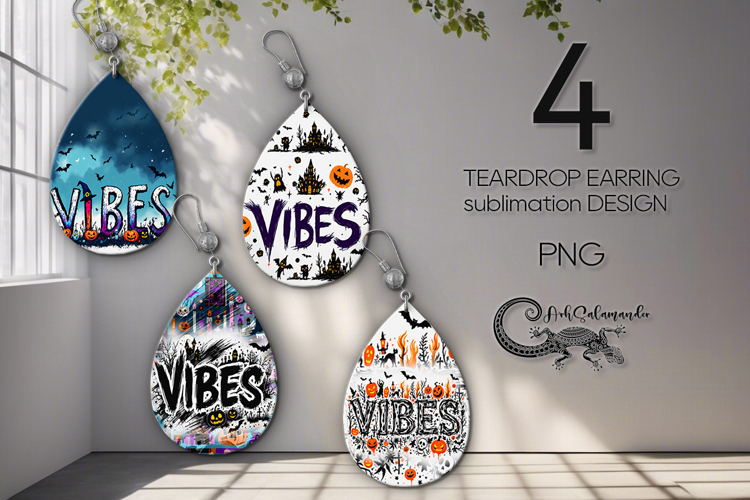 Funny Halloween | 4 Teardrop Earring Sublimation designs