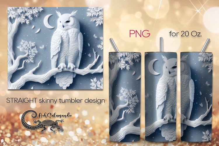 3D style Owl | skinny tumbler Sublimation design PLUS2