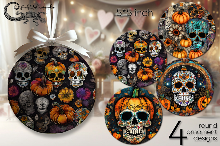 Sugar skulls | gothic round ornaments sublimation PL2