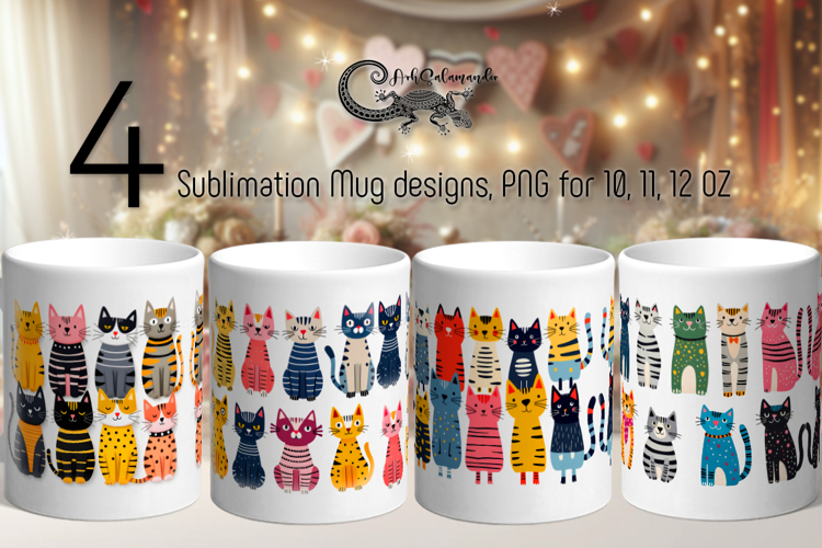 Colorful Cats | pets Mug Sublimation design PL2