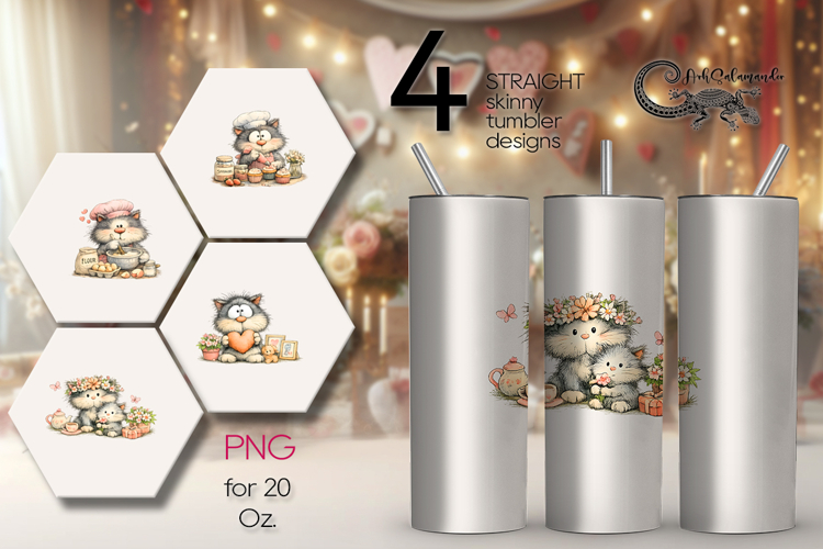 Moms cat | 4 Mothers day Skinny tumbler sublimation PL2