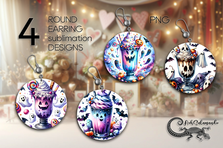 Funny Halloween character | 4 Sublimation round earring P2