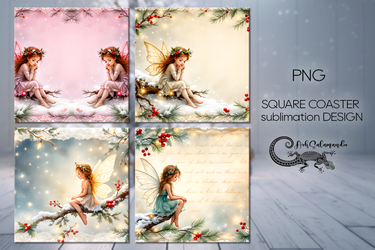 Vintage Christmas 2 | 4 square coaster sublimation designs