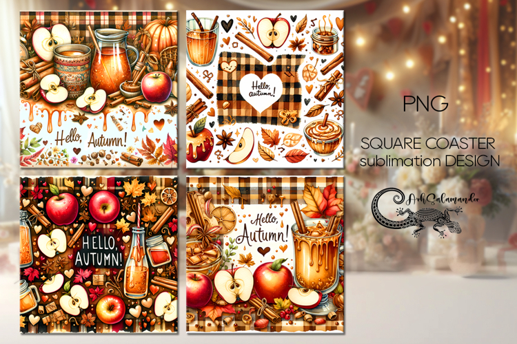 Autumn vibes | fall square coaster sublimation design P2