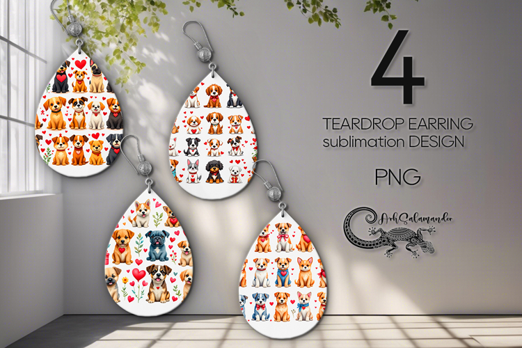 Valentine dog | 4 love teardrop earring designs PL