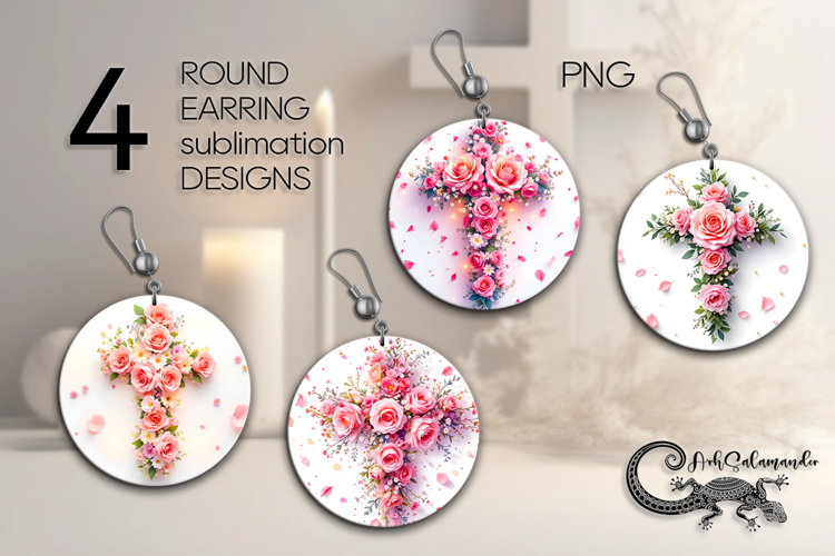 Christian Cross | faith Sublimation Round Earring design P