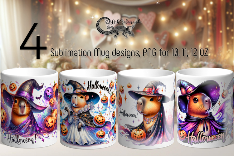 Funny Halloween character | 4 Sublimation Mug designs PLUS2