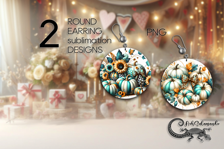Pumpkin season | autumn Sublimation round earring design PL2
