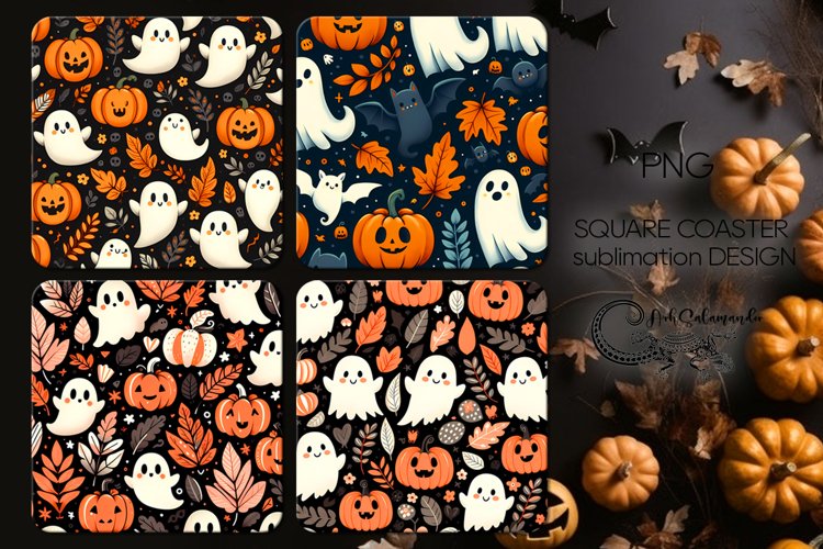 Halloween pattern | funny square coaster sublimation design2
