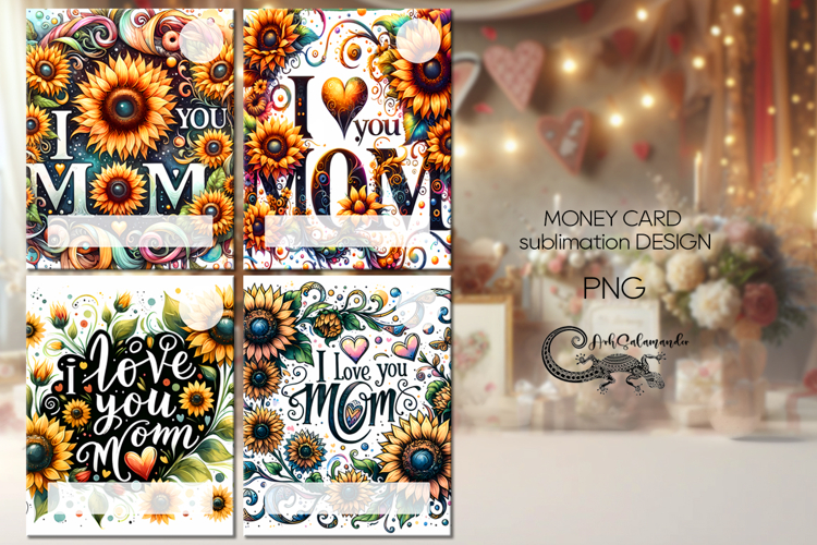 Mothers day design | Money Card Flowers Sublimation design2