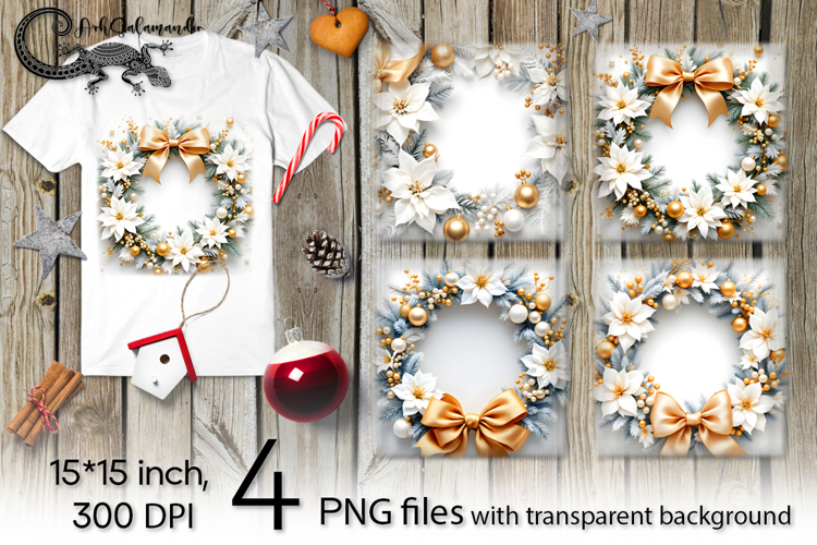 Christmas decor | 4 PNG retro Sublimation designs P2