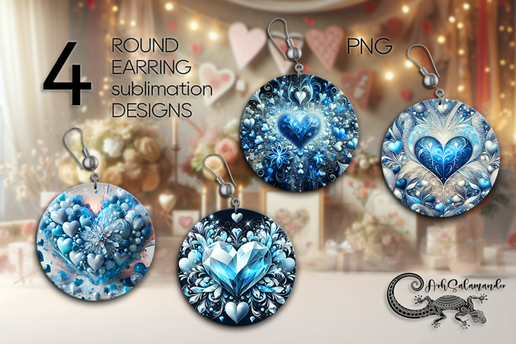 Love hearts | Valentine Sublimation round earring design PL