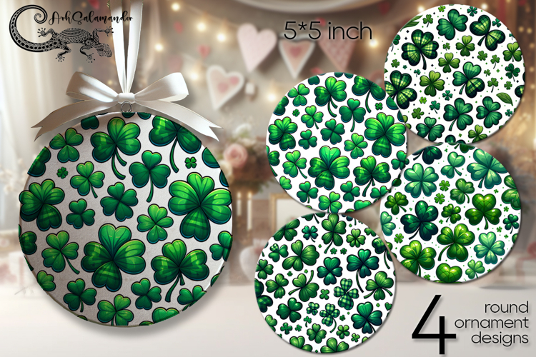 St. Patricks day clover | 4 round ornaments sublimation P2