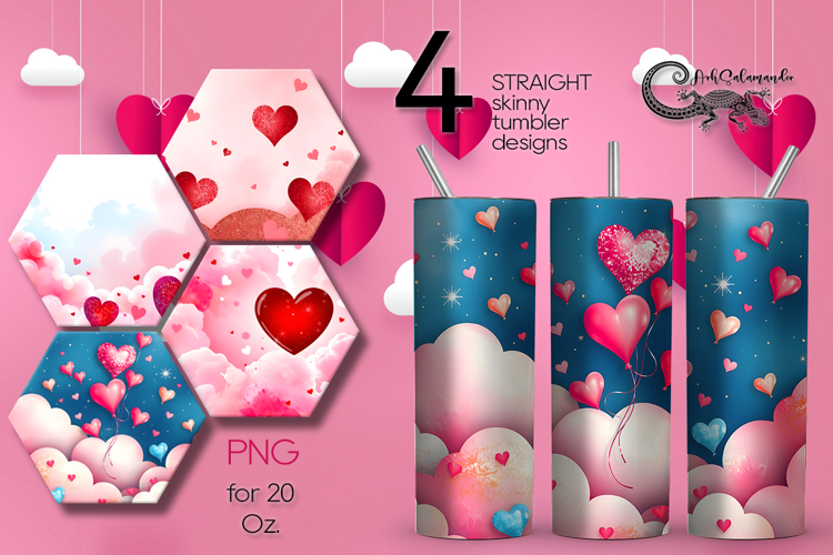Love Heart | 4 valentine Skinny tumbler sublimation designs2
