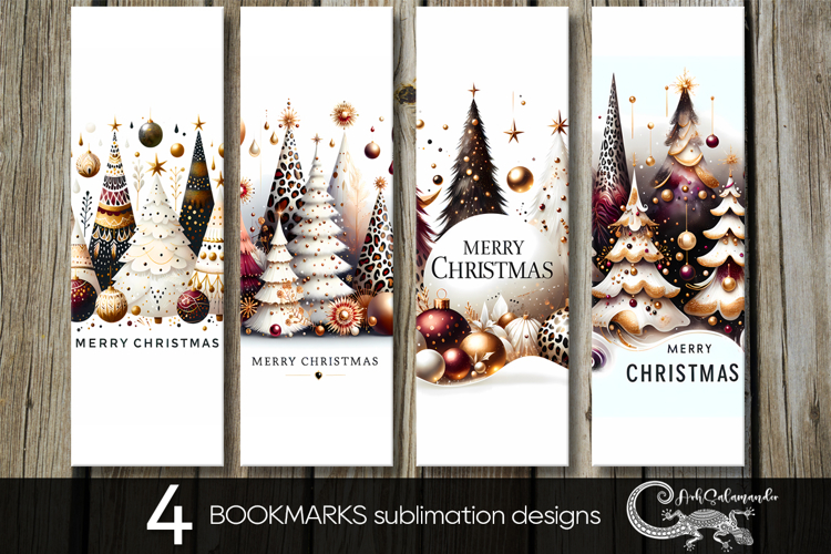 Christmas tree | 4 Xmas bookmarks sublimation design PL2