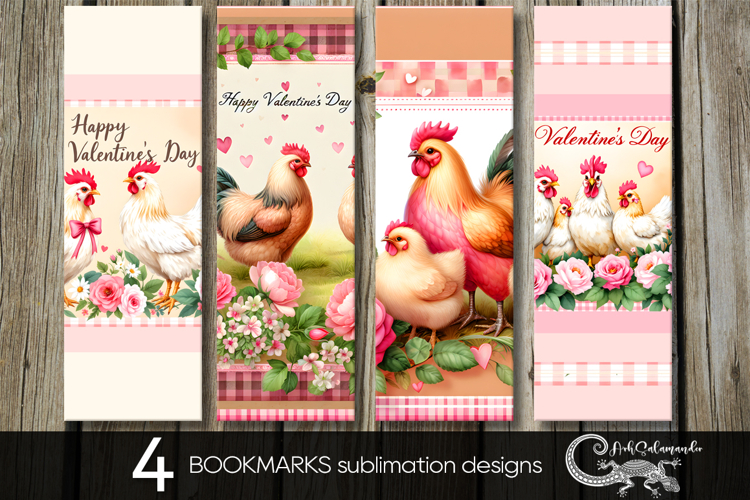 Valentine farmhouse | 4 bookmarks sublimation designs PLUS2
