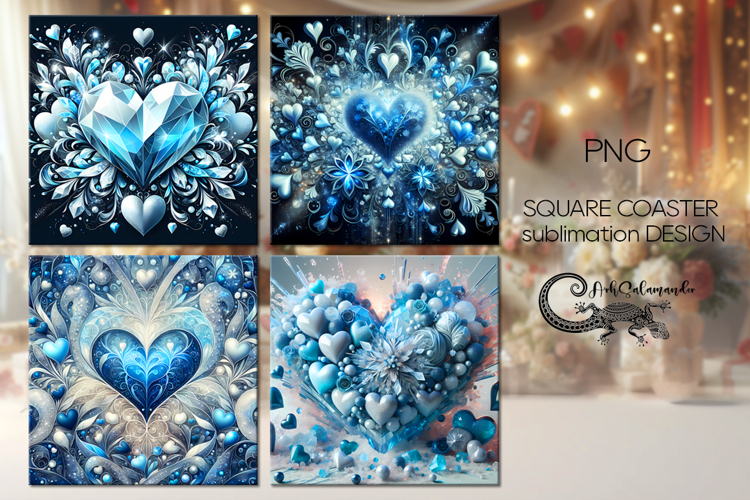 Love Hearts | valentine square coaster sublimation design P2