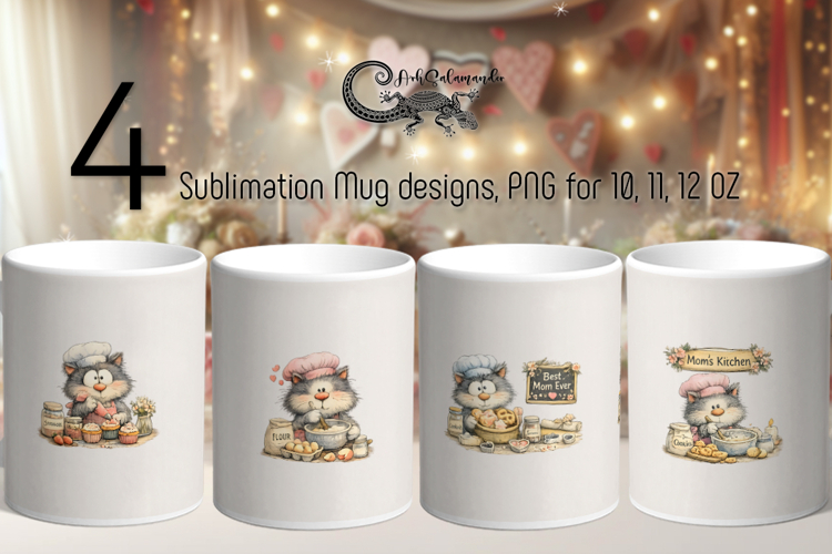 Moms cat | 4 Mothers day mug sublimation designs PL2