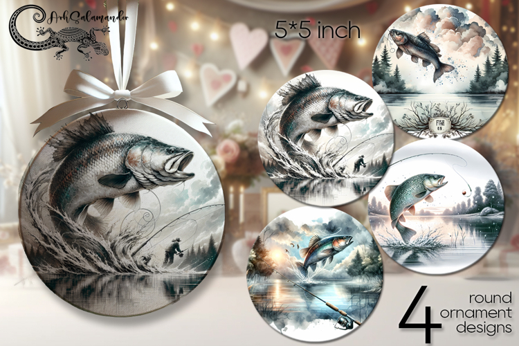 Fishing | fisherman round ornaments sublimation PL2