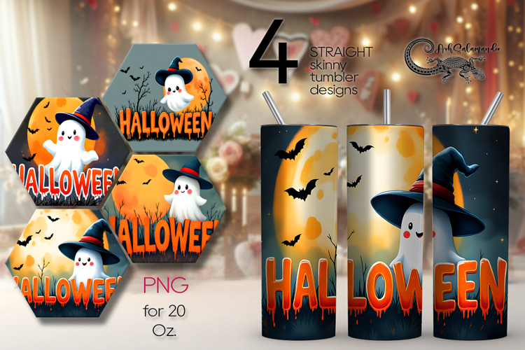 Cute ghost 2 | Funny Halloween Skinny tumbler sublimation P2