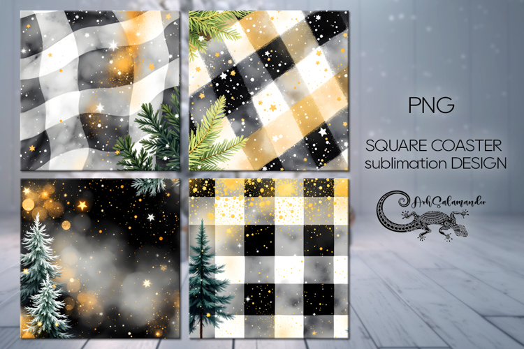 Christmas plaid | xmas square coaster sublimation design P2
