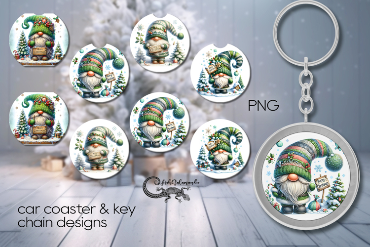 Christmas Gnome | Car coaster & key chain Sublimation PL2