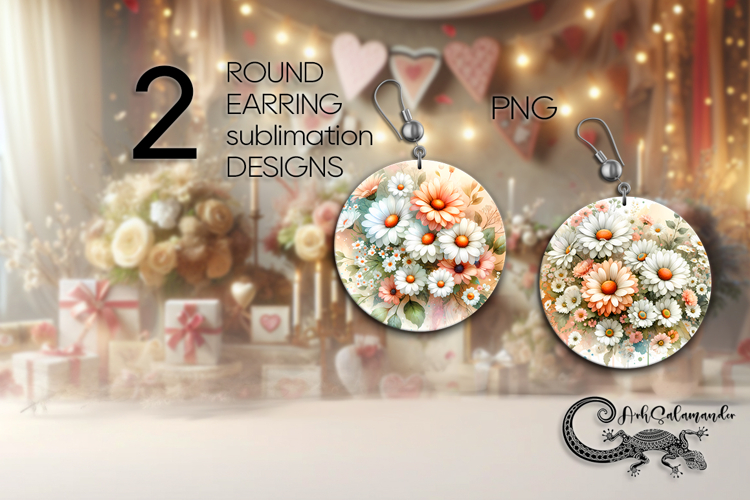 Gentle flowers | Round earring sublimation design PL2