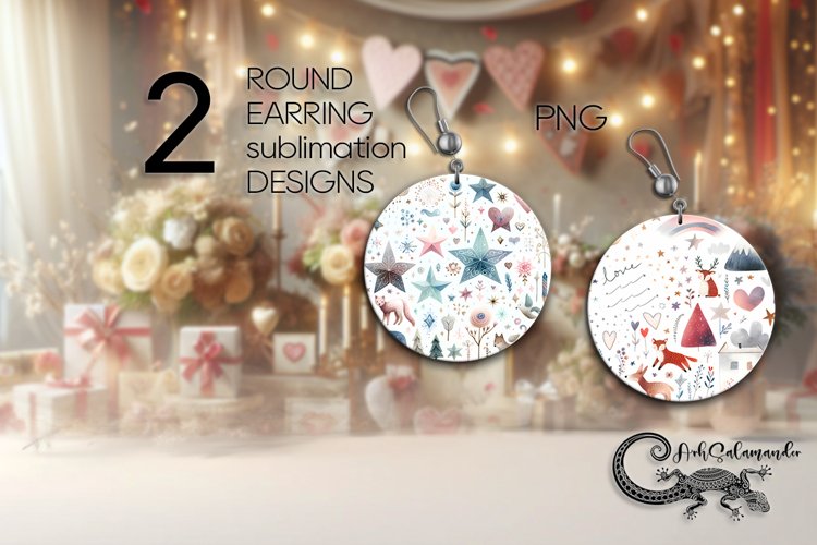 Scandi design | 2 valentine round earring Sublimation 2