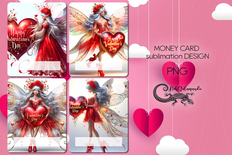 Valentine fairy | 4 love Money Card Sublimation designs