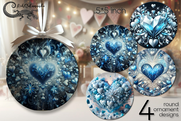 Love hearts | round ornaments sublimation design PL2