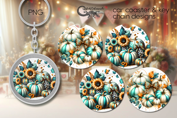 Pumpkin season | Autumn Car coaster & key chain designs PL2