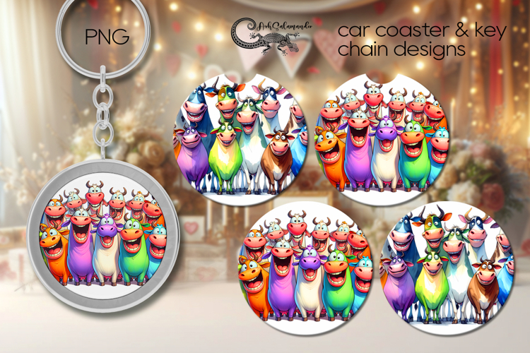 Funny animals | Cartoon Car coaster & key chain designs PL2